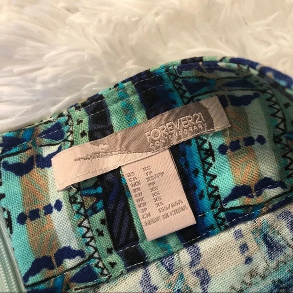 🍁 Forever 21 | Tribal Print Blue Green Skort NWT - Picture 2 of 4